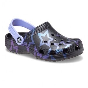 Crocs Kids Girls Black & Purple Star Print Clog Shoes